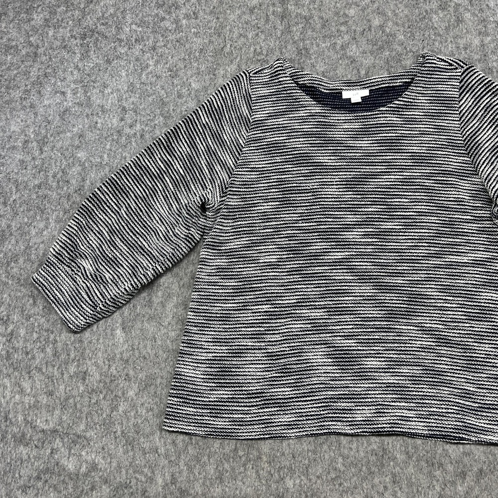J Jill Sweater Womens Petite Large Blue Stripe Knit Crewneck Pullover Top Preppy - Picture 5 of 15